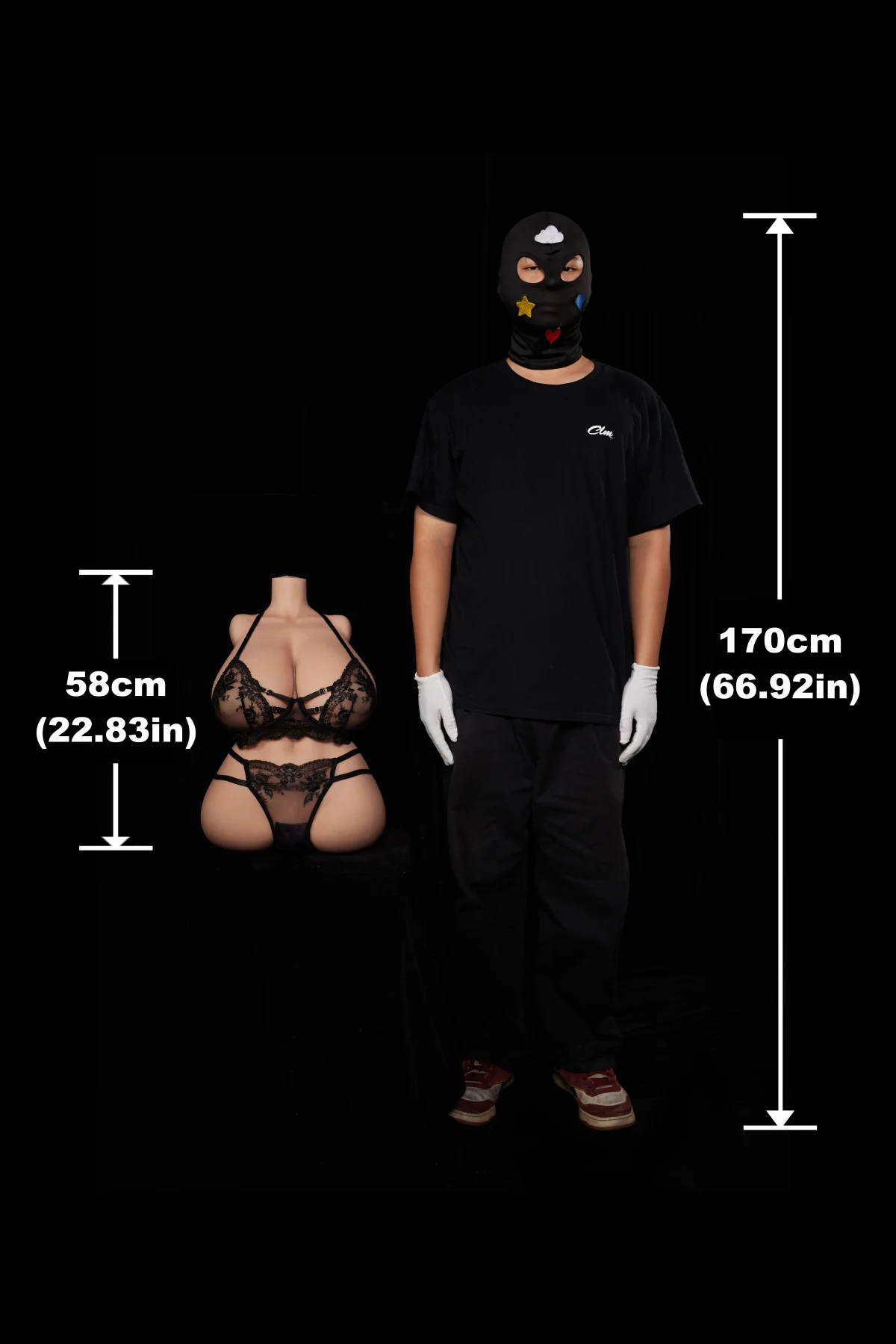 58cm (1ft11) I CUP Real Skin Texture Silicone Sex Doll Torso PW-U58, Head N/A